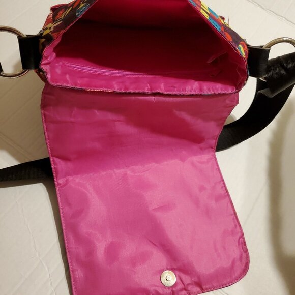 Lily Bloom Crossbody Messenger Bag Purse Bright Floral  10"x9"x2" Paisley - Picture 6 of 10